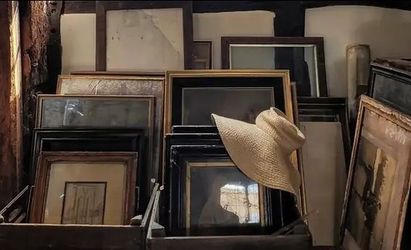 Old pictures with frames.