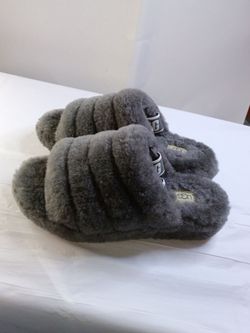 UGG Fluffy Slide Slippers Gray