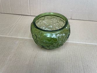Green Textured Glass Bowl Vase