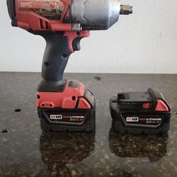 Milwaukee Fuel M18 Half Inch Impact With Two M18 XC 5.0 Batteries