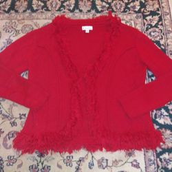 Kim Rogers Women's Petite XL Red Fringe Trim Cardigan Hook And Eye Closure

Good Condition!!

**Bundle and save with combined shipping**


