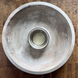 Williams-Sonoma Whitewashed Appetizer Tray, Wood with Glass Insert Circa 2012, Never Used 