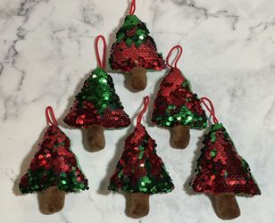 Reversible Sequin Stuffed Christmas Tree Ornaments