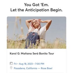 Karol G w/ Young Miko Tickets 08/18 @ Rose Bowl