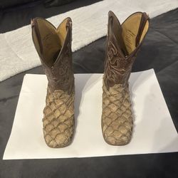 fish skin square toe boots 