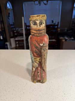 Vintage Hand Carved Wooden Folk Art Figure – Primitive Rustic Decor – 14” Tall