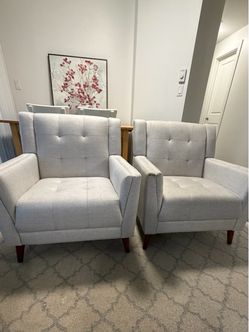 Pair of Light Beige Accent Chairs - $220