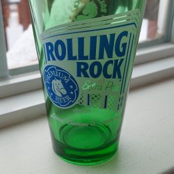 Vintage ROLLING ROCK  Old Latrobe "33" Green 16 Ounce Beer Pint Glass Pilsner