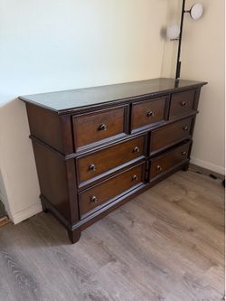 Large 8-Drawer Dark Wood Dresser