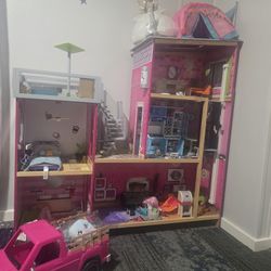 Doll House, Dolls And Accessories.