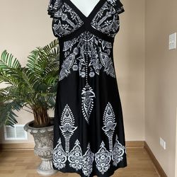 Women No Sleeves Midi Dress Sz M