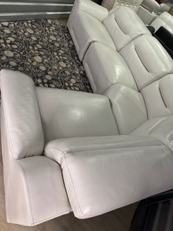 SECTIONAL GENUINE LEATHER RECLINER ELECTRIC  WHITE ..✅DELIVERY SERVICE AVAILABLE ✅🚚