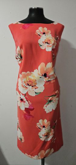 Coral Floral Sleeveless Sheath Dress