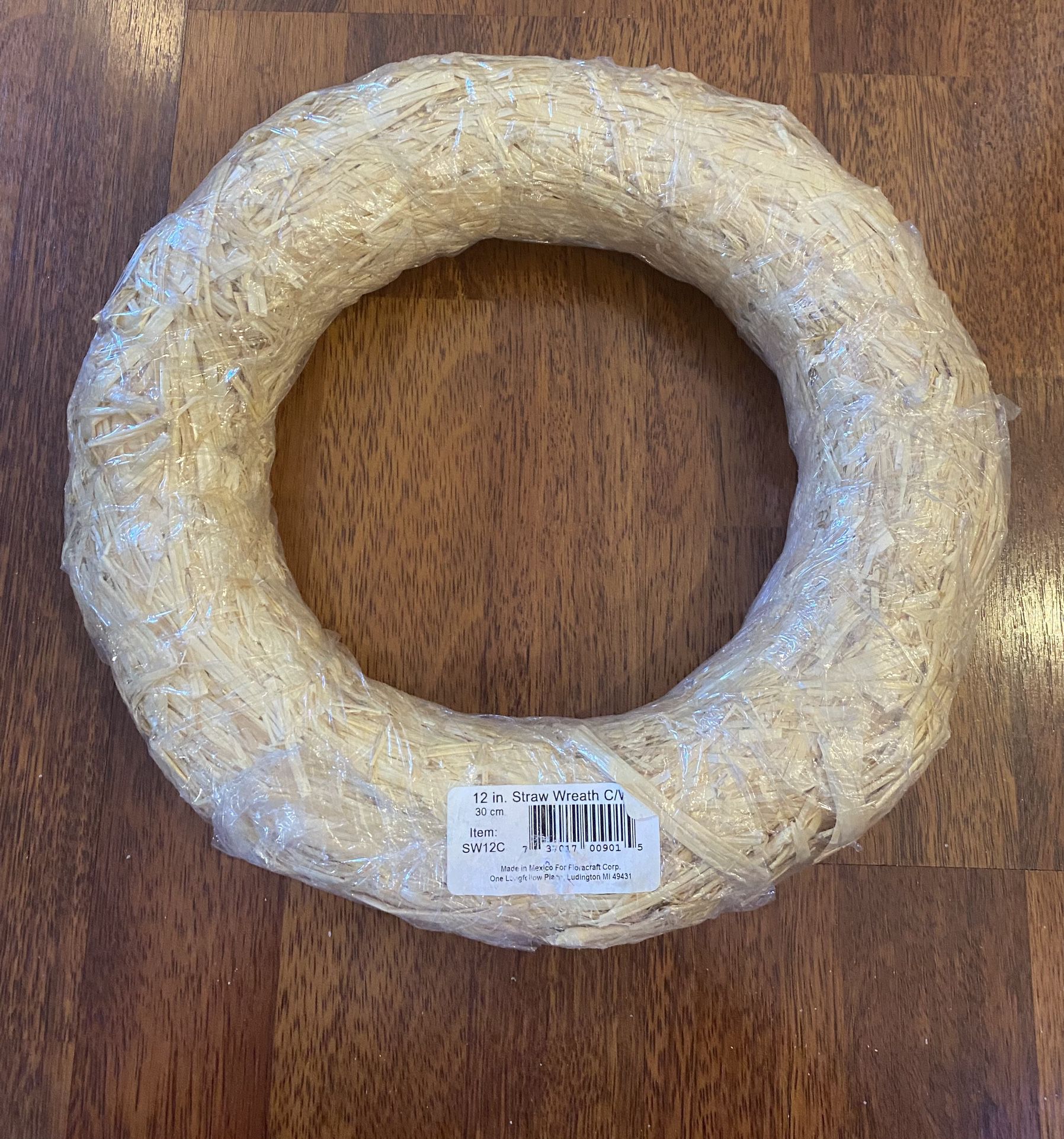 New FloraCraft Straw Wreath Form 12 Inch Natural 