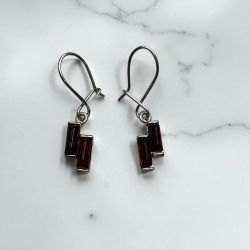 Cognac Amber Multi-Stone Drop Dangle Earrings In Sterling Silver