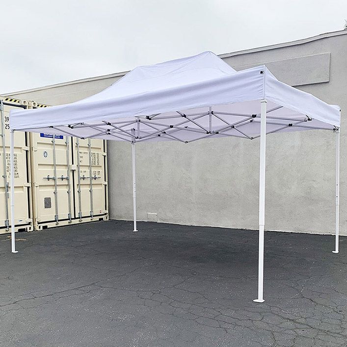 (NEW) $130 Heavy-Duty 10x15 FT Outdoor Ez Pop Up Canopy Party Tent Instant Shades w/ Carry Bag (White, Blue) 