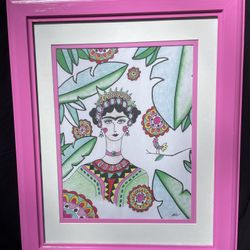 Frida Kahlo! Illustrated Print With Hand Painted Frame