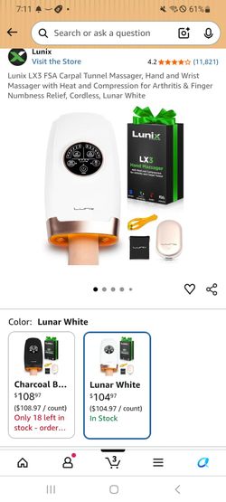 Lunix LX3 FSA Carpal Tunnel Massager, Hand and Wrist
Massager with Heat and Compression