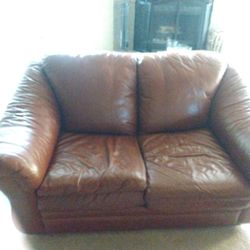Set Of Leather Couches!!! (brown/Cognac)