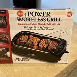 NEW Power Smokeless Grill Indoor Electric Grill with Tempered Glass Lid, Non-Stick, Black