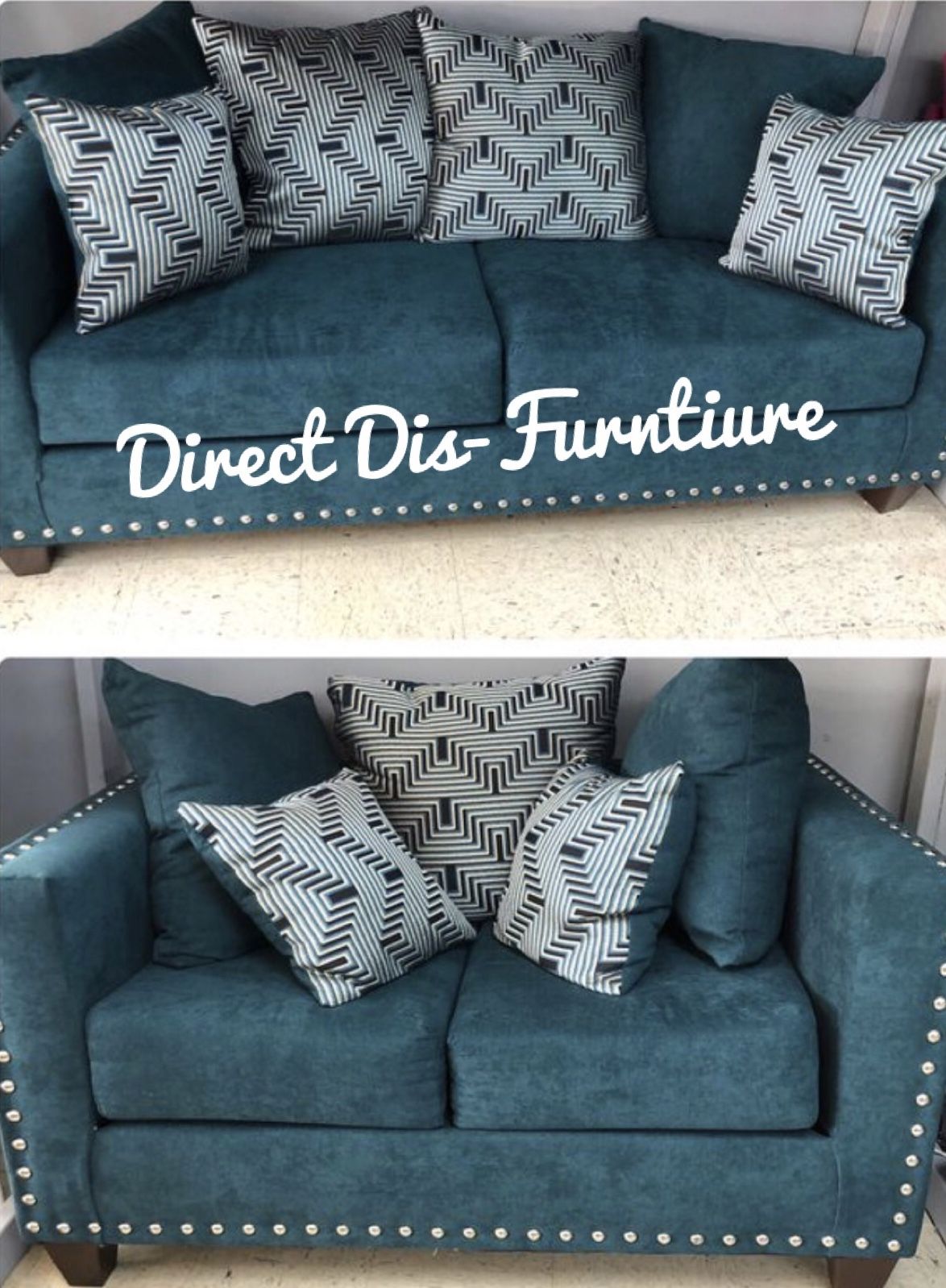 New Sofa + Loveseat nailheads