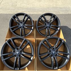 19” Tesla Model S OEM Wheels Satin Black Brand New
