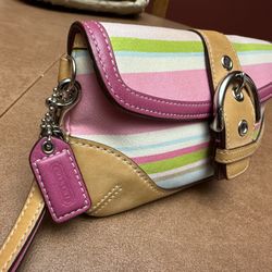 Coach Legacy Striped Pastel Wristlet Wallet