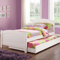 White Twin Bed Frame W/ Trundle 