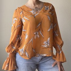a new day Orange Bell Sleeve Blouse