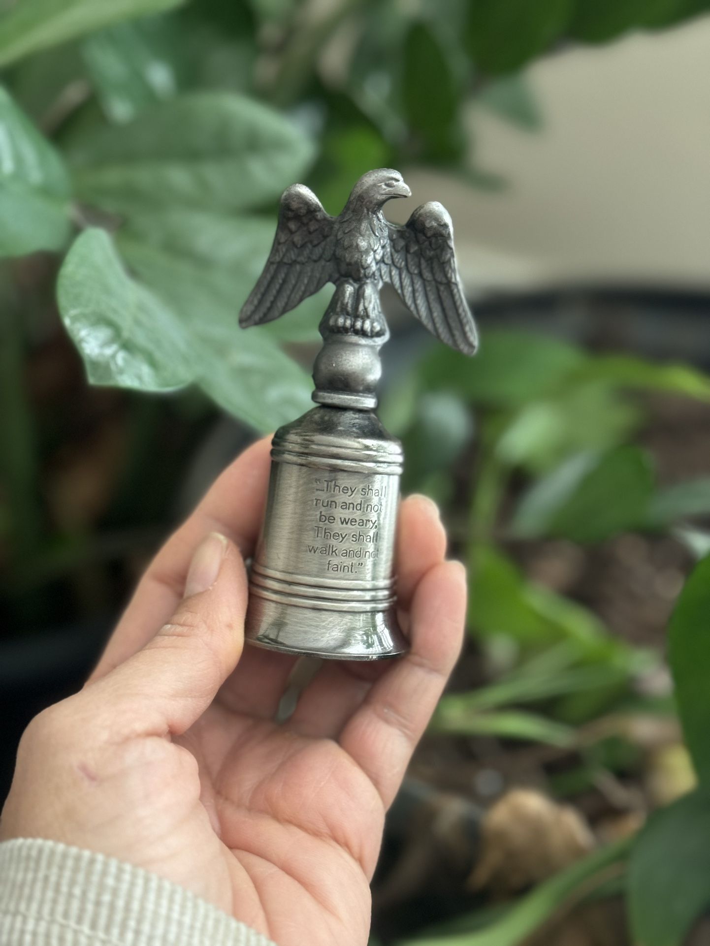 Vintage Pewter Eagle and metal Bell with Isaiah 40:31 quote