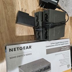 Netgear 1gig 5port Switch (Metal) 1 New In Box Plus 2 Used
