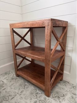 Rustic Wood X-Frame 3-Tier Shelf
