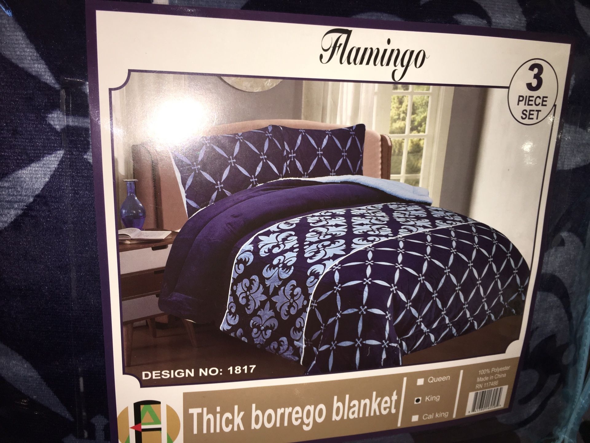 New 3 pc King Borrego Blanket