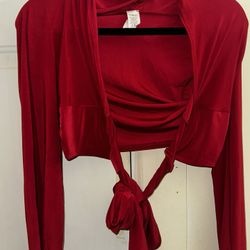Red Wrap Crop Shirt 