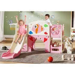 Kids Indoor Playset with Slide and Climber
