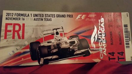 Formula 1 united States grand prix ticket