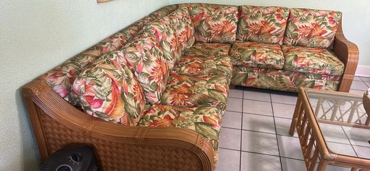 Rattan tropical 3 piece sectional