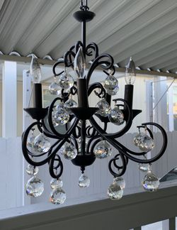 3 black chandeliers with round crystals. Asking $75.00 each. Thanks!