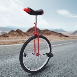 24" Unicycle with Thickened Steel Pipe Adjustable Seat Sports Wheel Unicycle