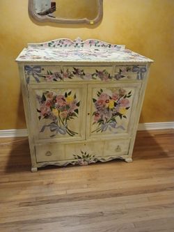 French country style hand-painted cabinet