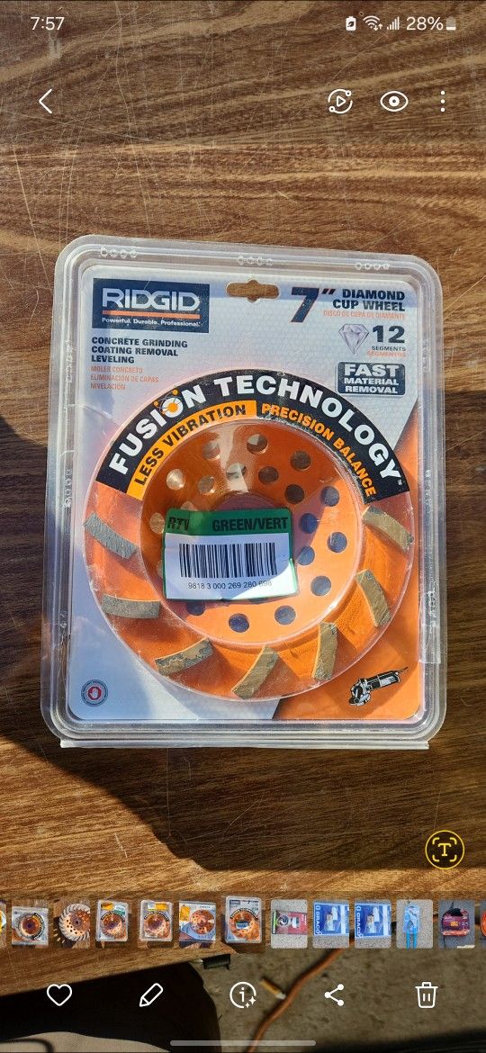 Ridgid 12 segment turbo cup grinding wheel