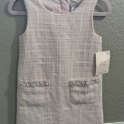 Rachel Zoe Girls Kids Size 5 Shift Dress Metallic Pink Brocade Pearl Holiday Wedding New with Tags