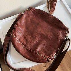 Vintage Genuine Leather Crossbody Bag, Boho Style