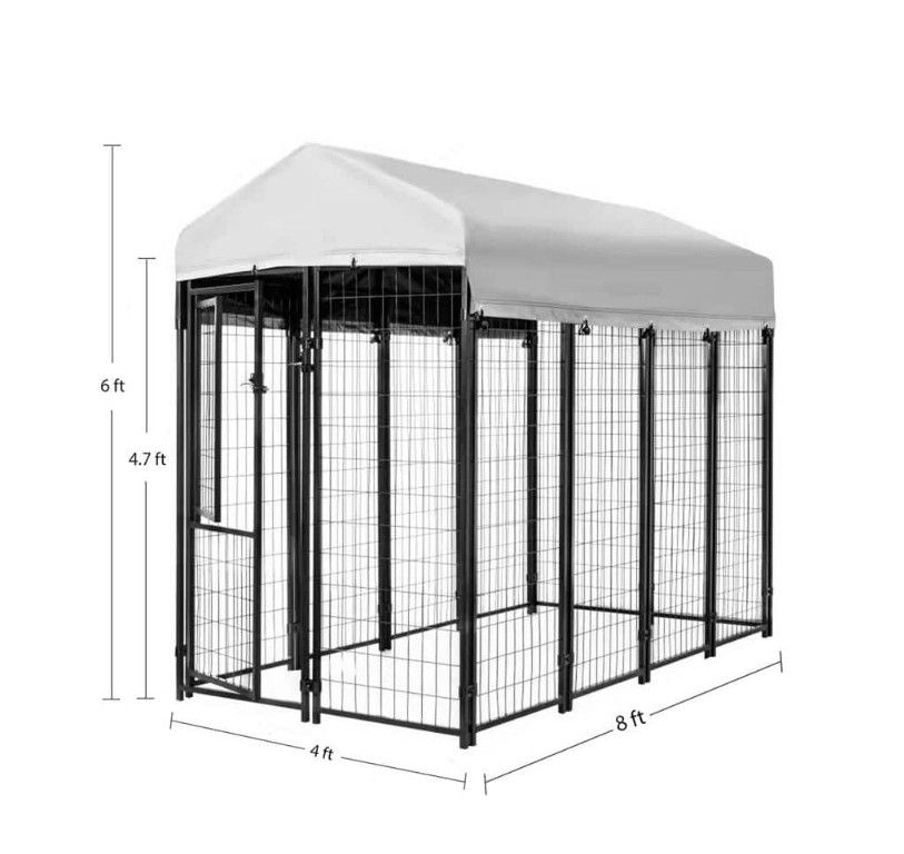 4 ft. x 8 ft. x 6 ft. Welded Wire Dog Fence Kennel Kit