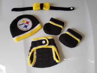 Crochet Baby Boy Pittsburgh Steelers Football Inspired Outfit Photo Prop