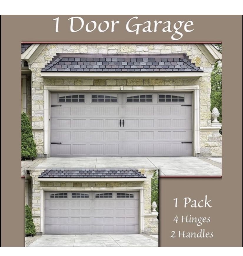 Magnetic Decorative Garage Door Hardware - 6 Pieces Carriage Accents Faux Hinges