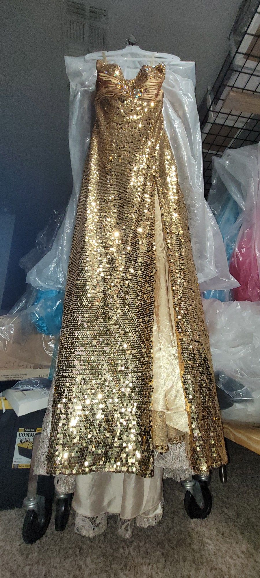 Gold sequin dress Sz   L  (Juniors)