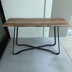 New In Box 47x17x31 Inch Tall Solid Wood Top Accent Console Writing Desk Table Steel Legs Modern Style Furniture 