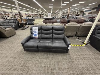 Charcoal Leather Power Reclining Sofa - Charcoal Gray | Couch | Living Room Couch