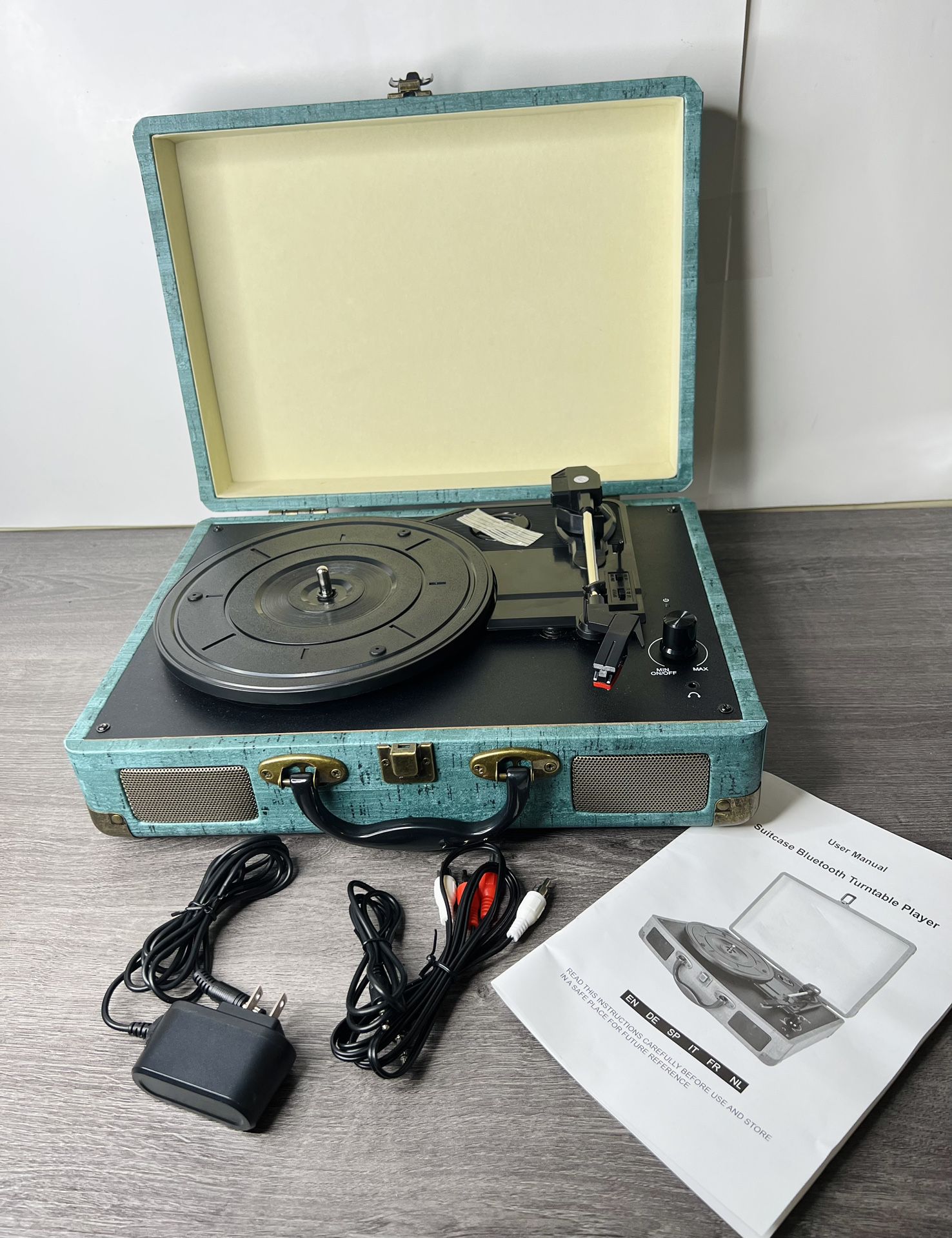 Record Player Vintage 3-Speed Bluetooth Vinyl Turntable with Stereo Speaker